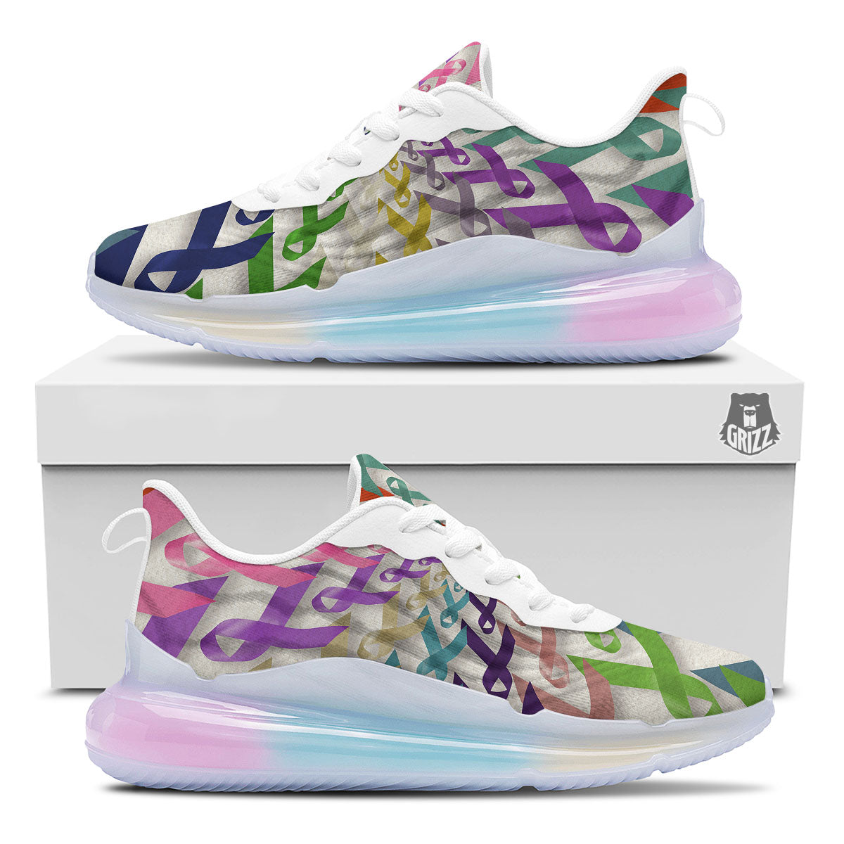 Awareness Mandala Cancer Print Running Sneakers-grizzshop