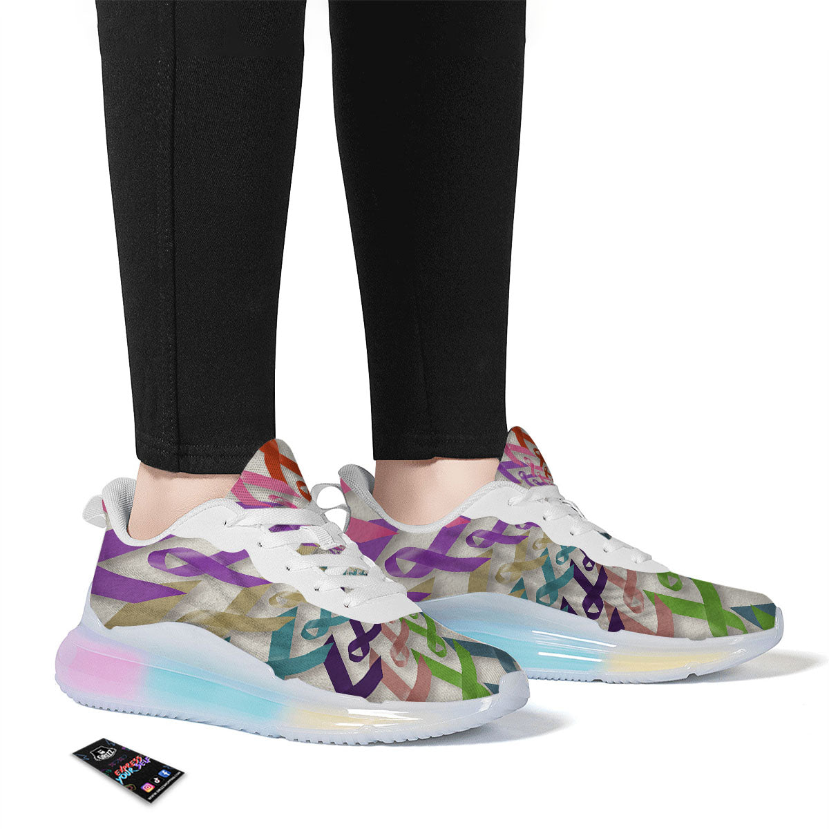 Awareness Mandala Cancer Print Running Sneakers-grizzshop
