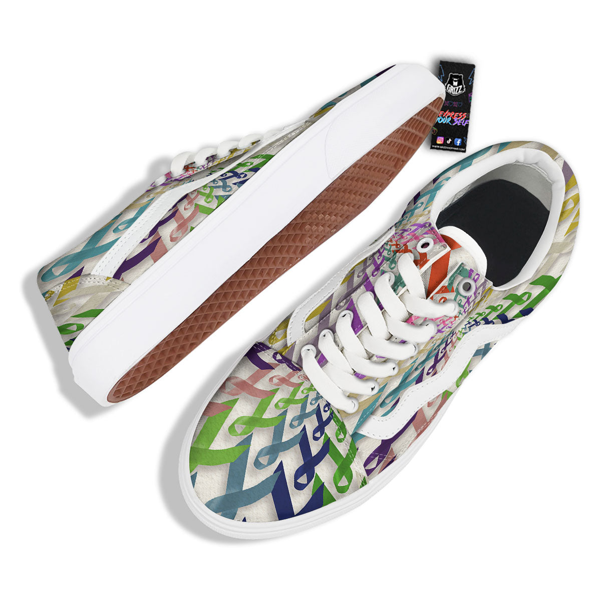 Awareness Mandala Cancer Print Skate Shoes-grizzshop