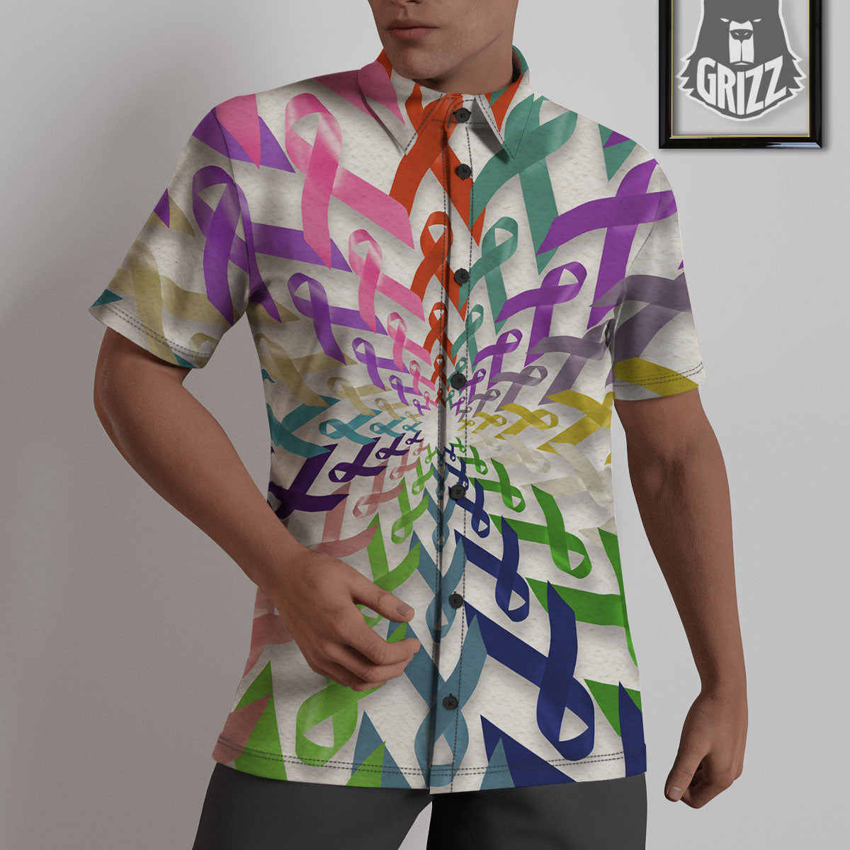 Awareness Mandala Cancer Print Untucked Shirts-grizzshop