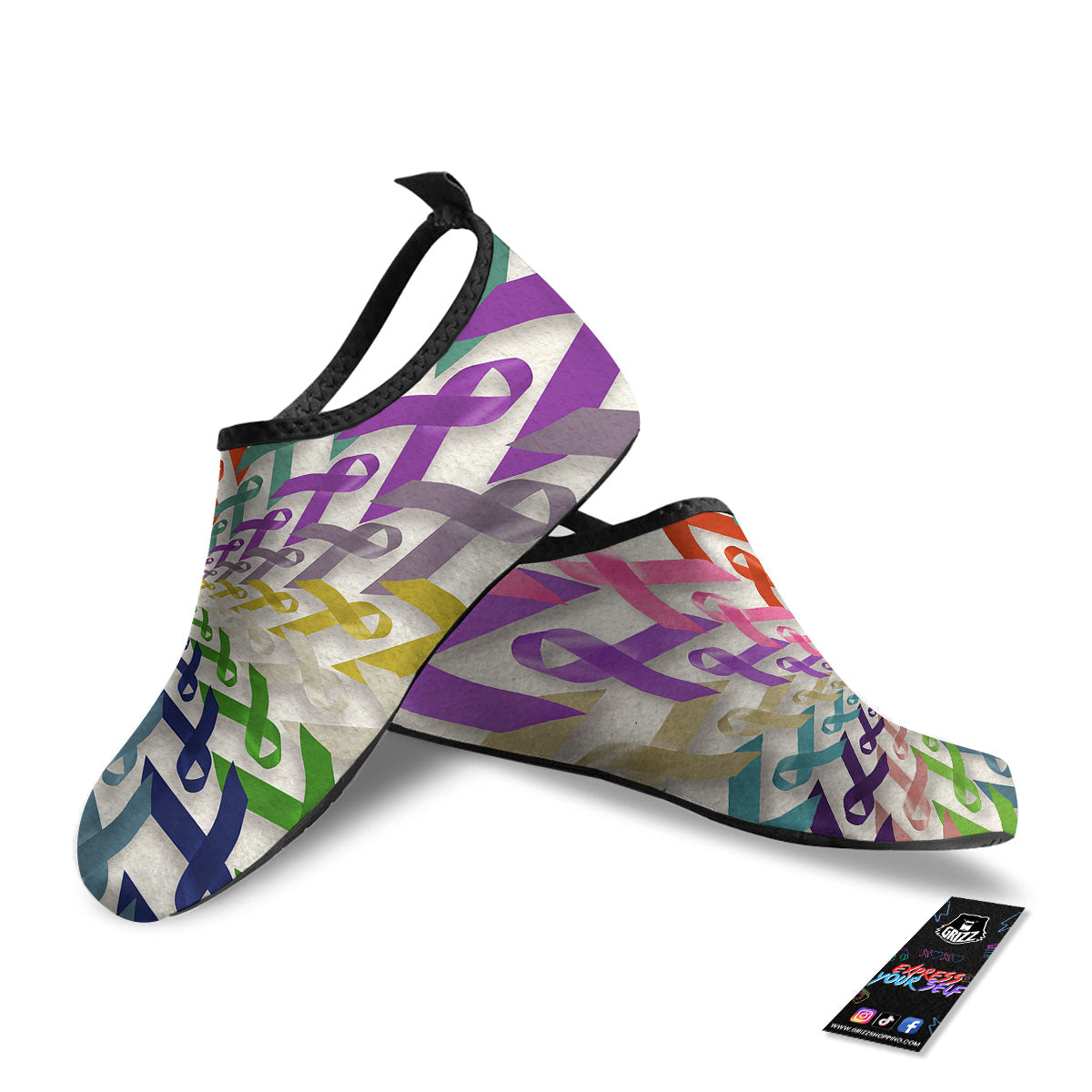 Awareness Mandala Cancer Print Water Shoes-grizzshop