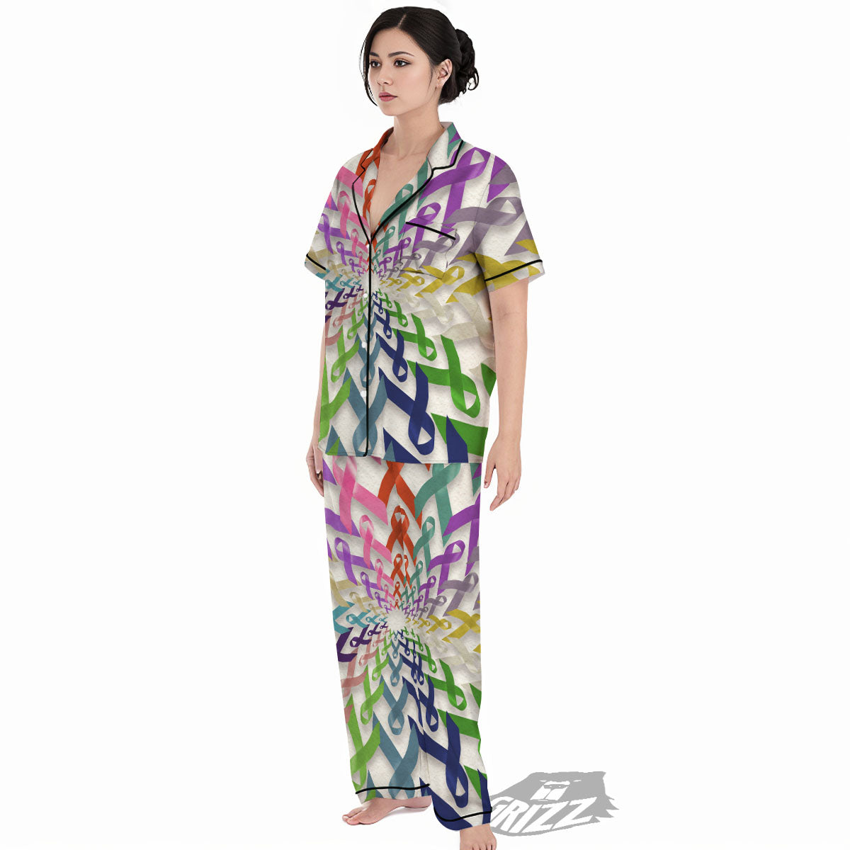 Awareness Mandala Cancer Print Women's Pajamas Set-grizzshop
