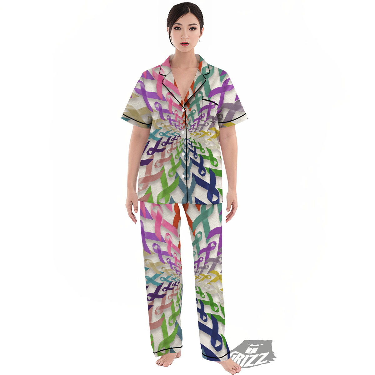 Awareness Mandala Cancer Print Women's Pajamas Set-grizzshop