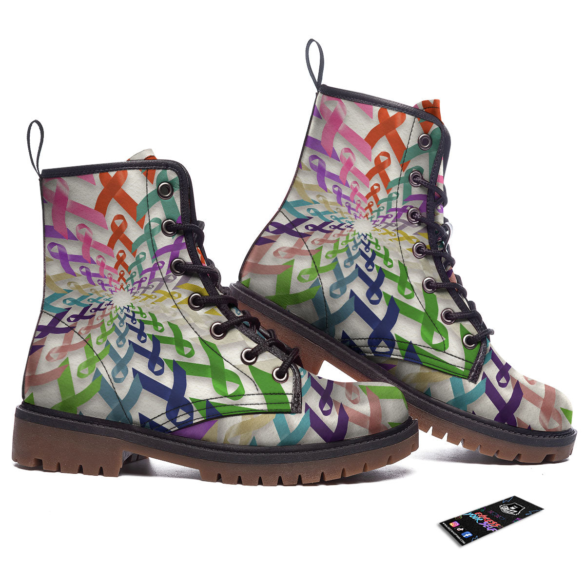 Awareness Mandala Cancer Print Work Boots-grizzshop