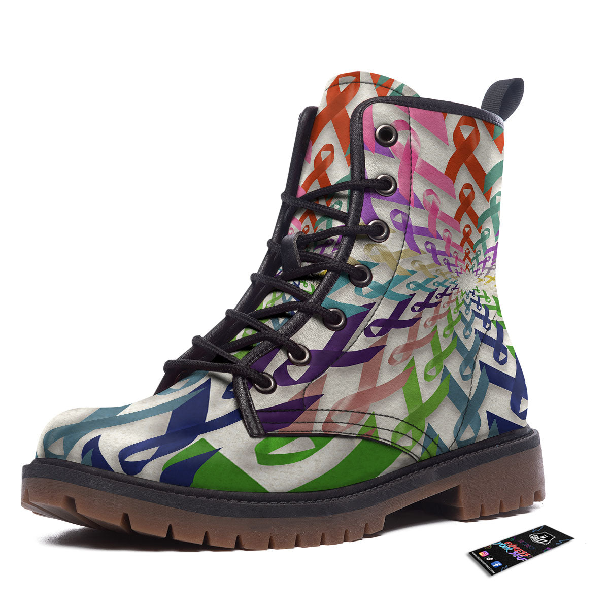 Awareness Mandala Cancer Print Work Boots-grizzshop