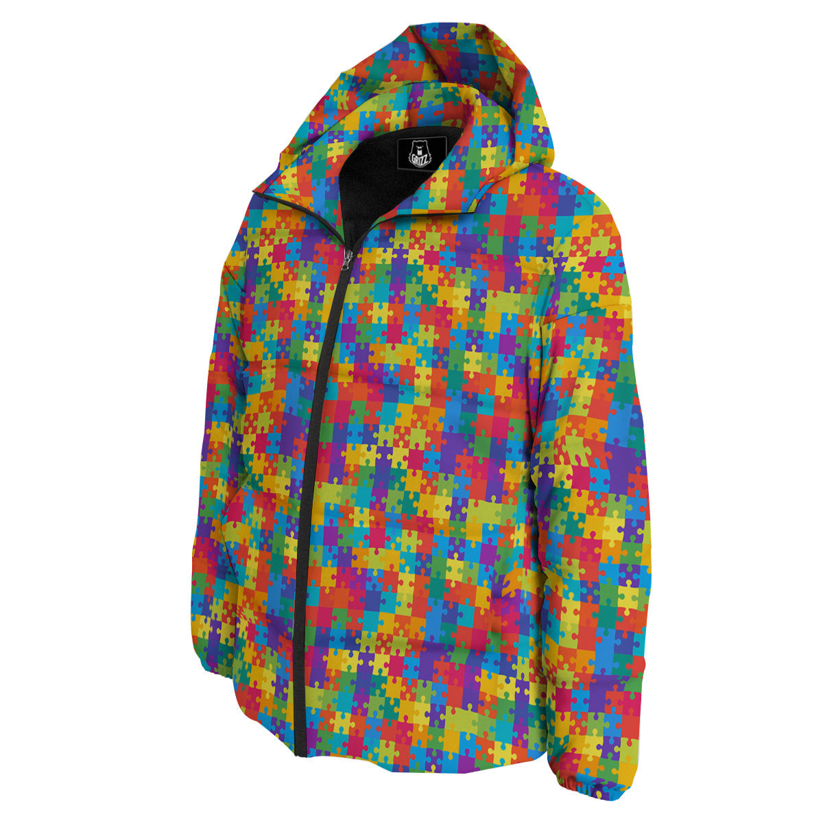 Awareness Puzzle Colorful Autism Print Down Jacket-grizzshop