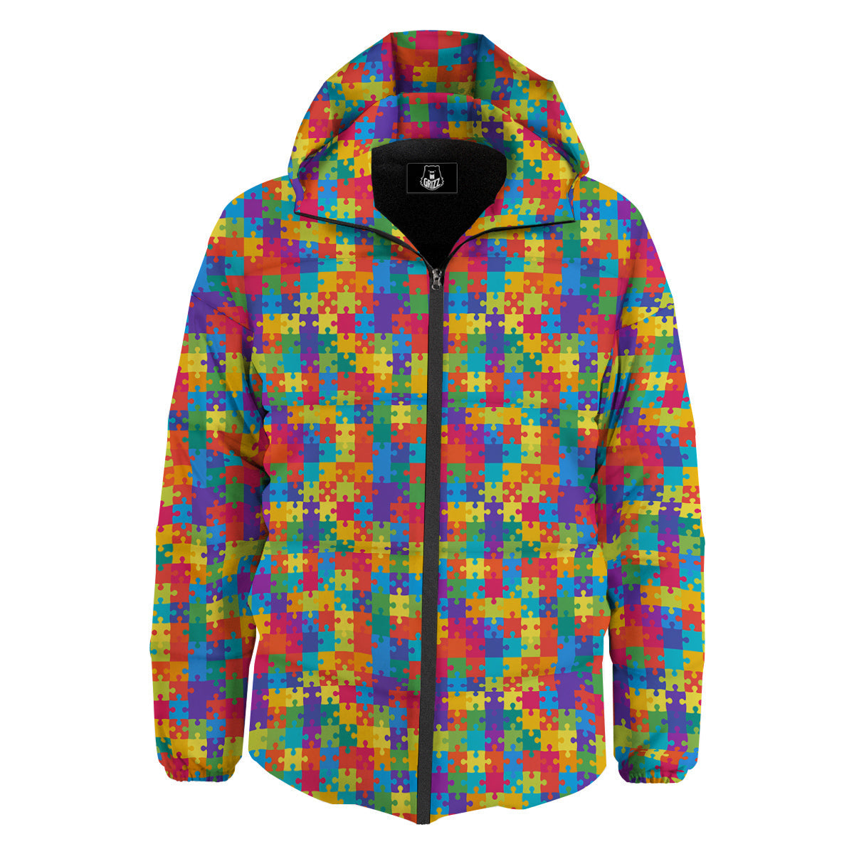 Awareness Puzzle Colorful Autism Print Down Jacket-grizzshop
