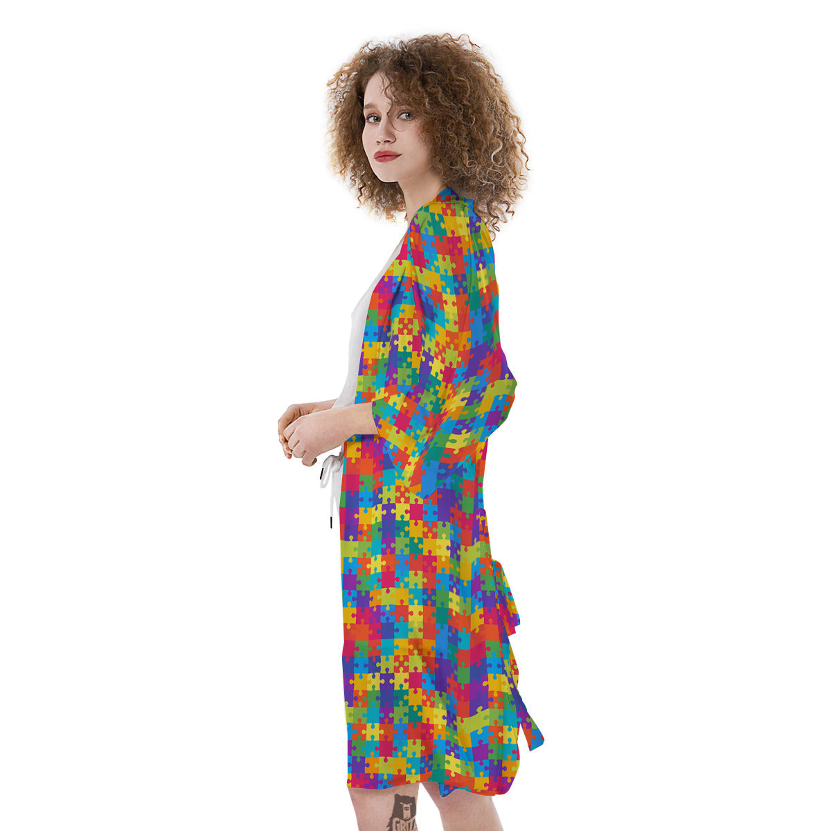Awareness Puzzle Colorful Autism Print Kimono-grizzshop