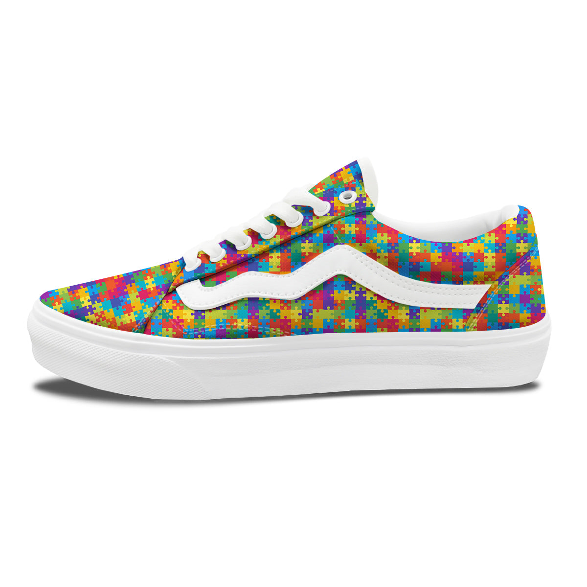 Awareness Puzzle Colorful Autism Print Skate Shoes-grizzshop