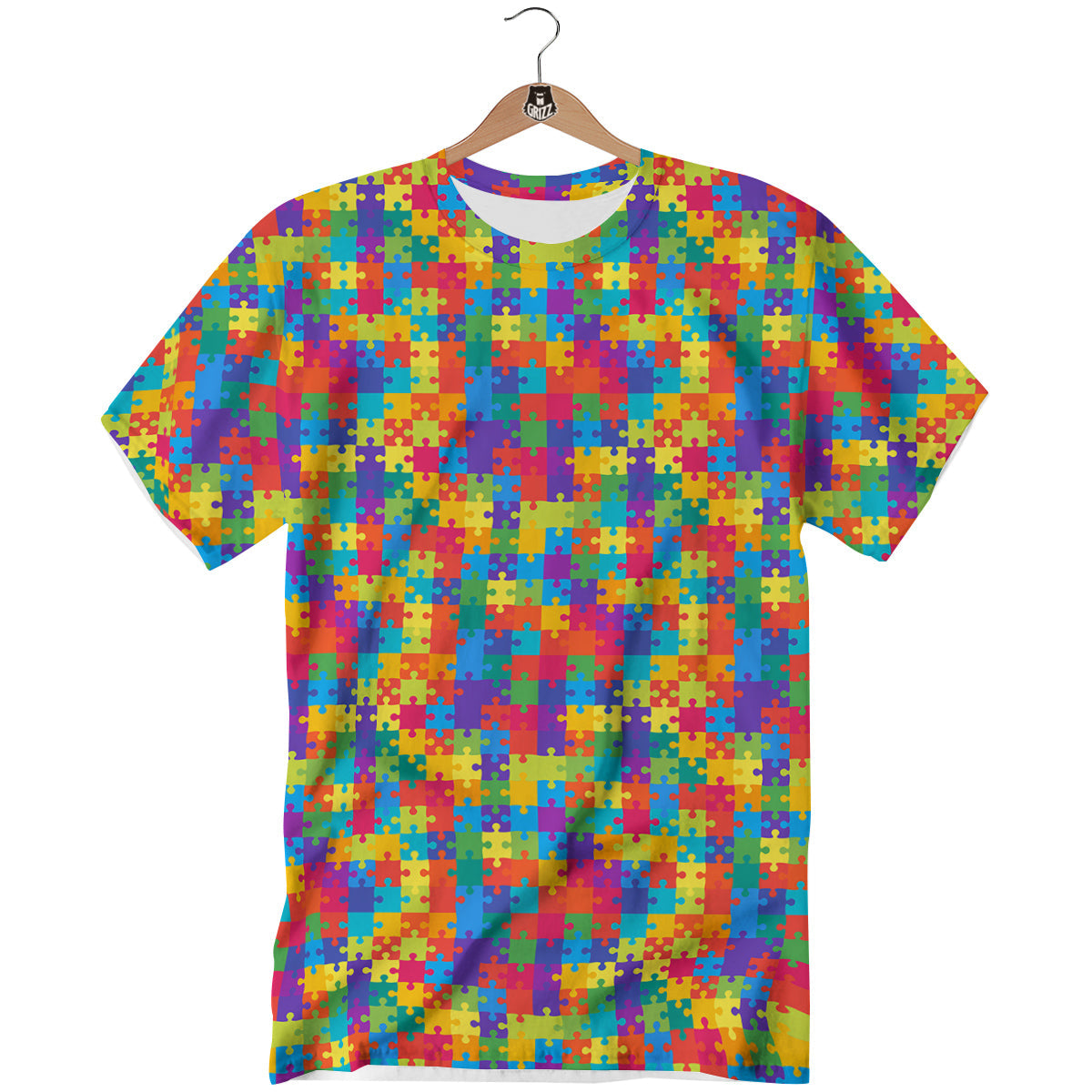 Awareness Puzzle Colorful Autism Print T-Shirt-grizzshop