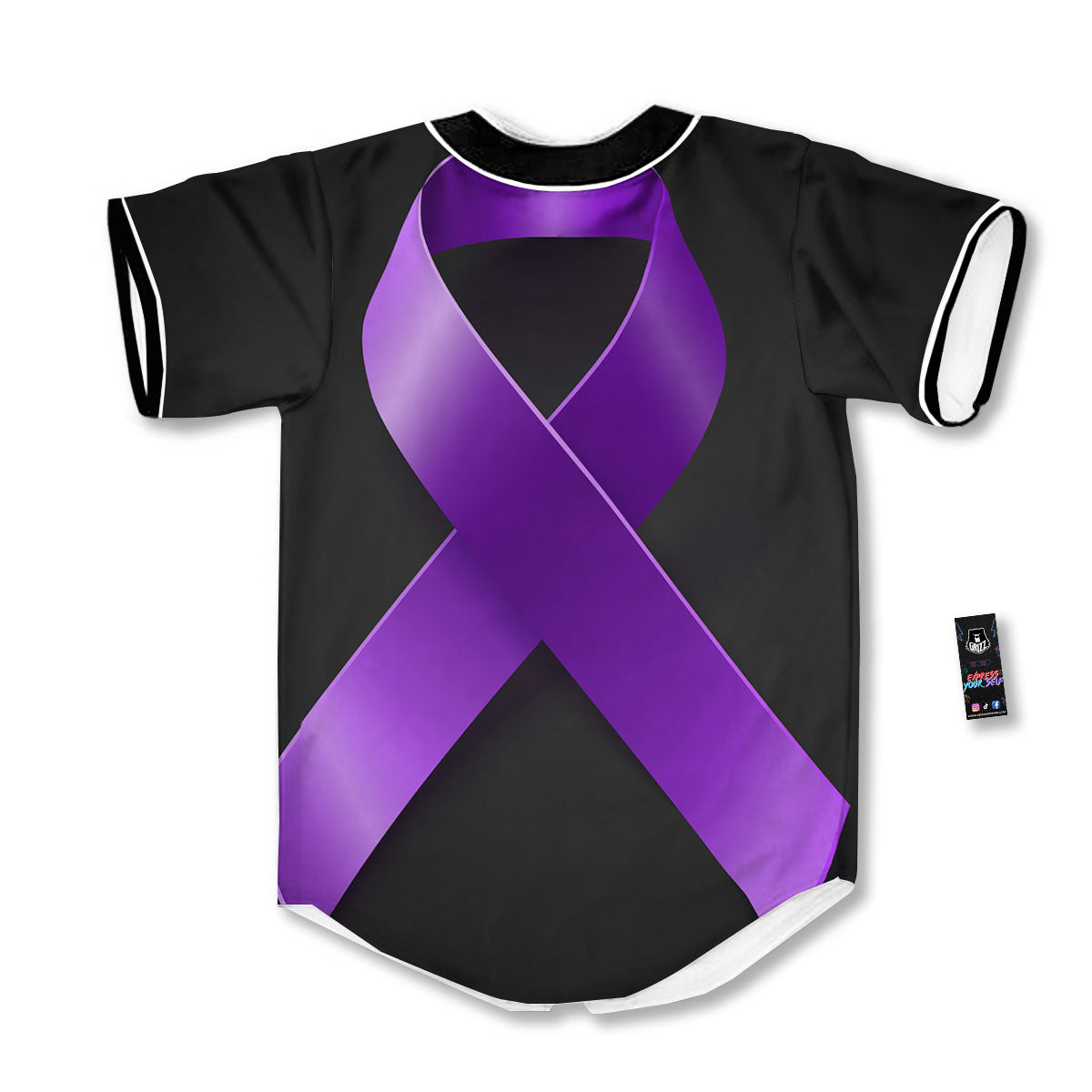Awareness Ribbon Purple Cancer Print Baseball Jersey-grizzshop