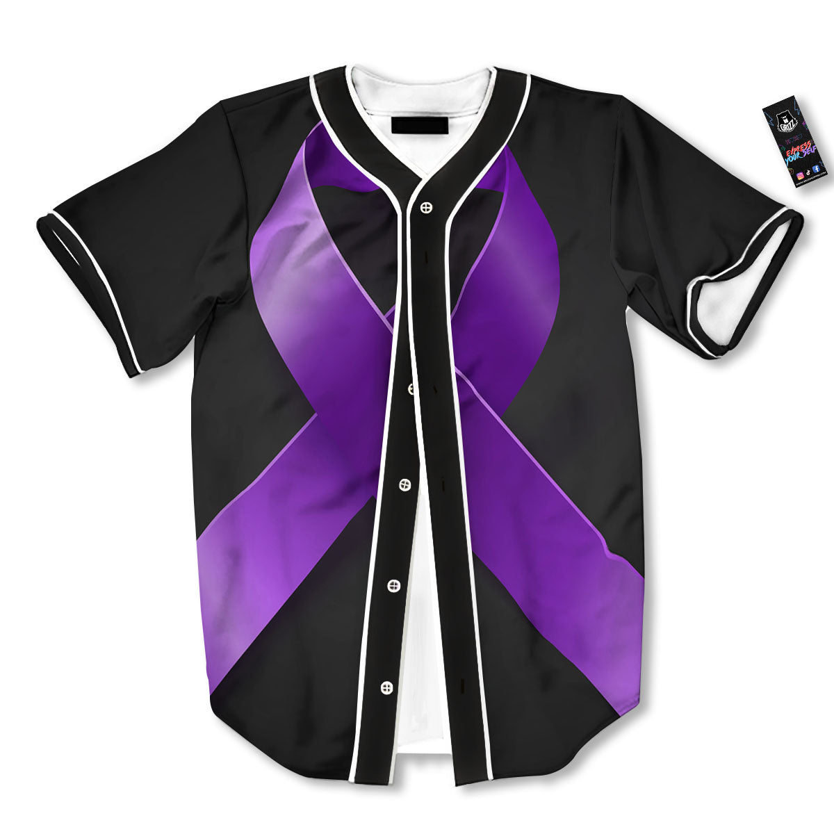 Awareness Ribbon Purple Cancer Print Baseball Jersey-grizzshop