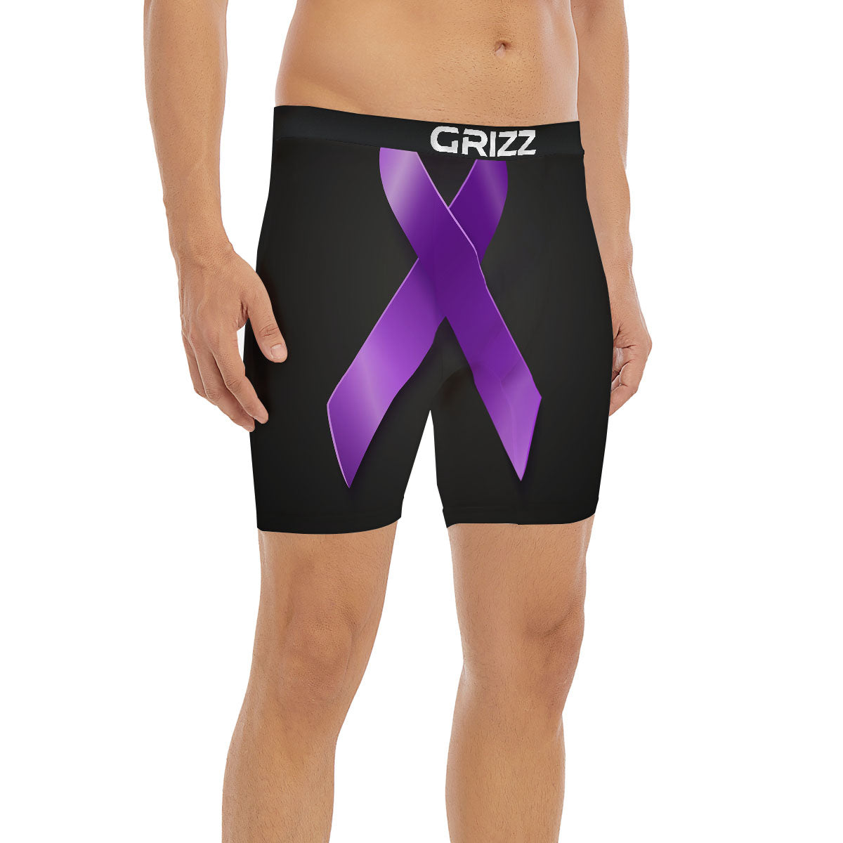 Awareness Ribbon Purple Cancer Print Boxer Briefs-grizzshop