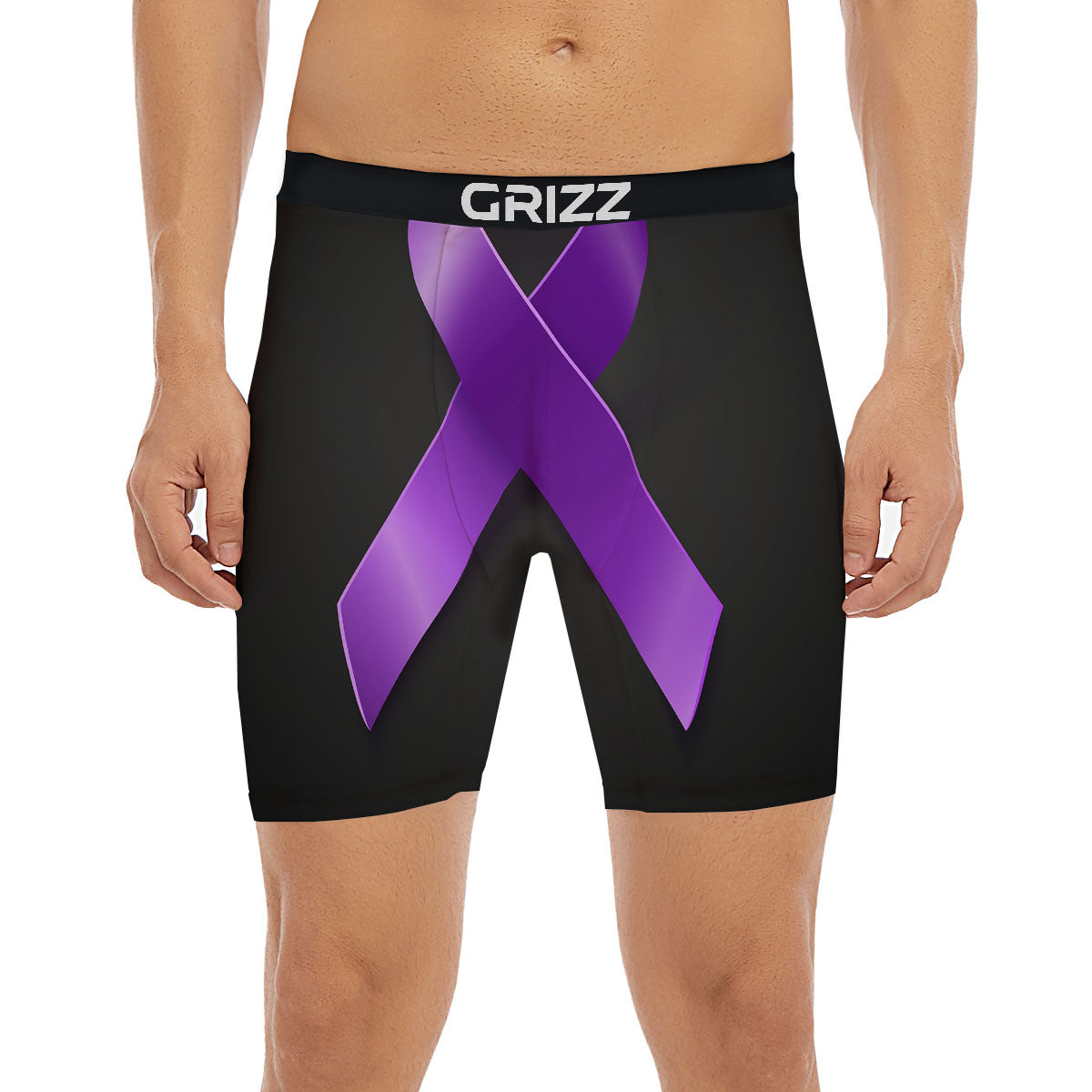Awareness Ribbon Purple Cancer Print Boxer Briefs-grizzshop