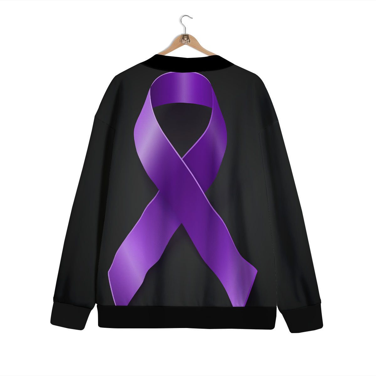 Awareness Ribbon Purple Cancer Print Cardigan-grizzshop