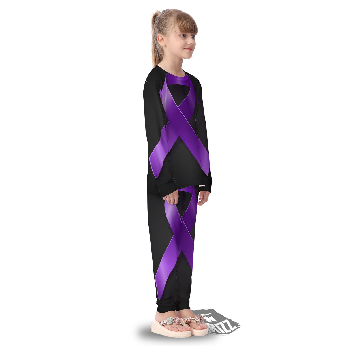 Awareness Ribbon Purple Cancer Print Kid's Pajamas-grizzshop