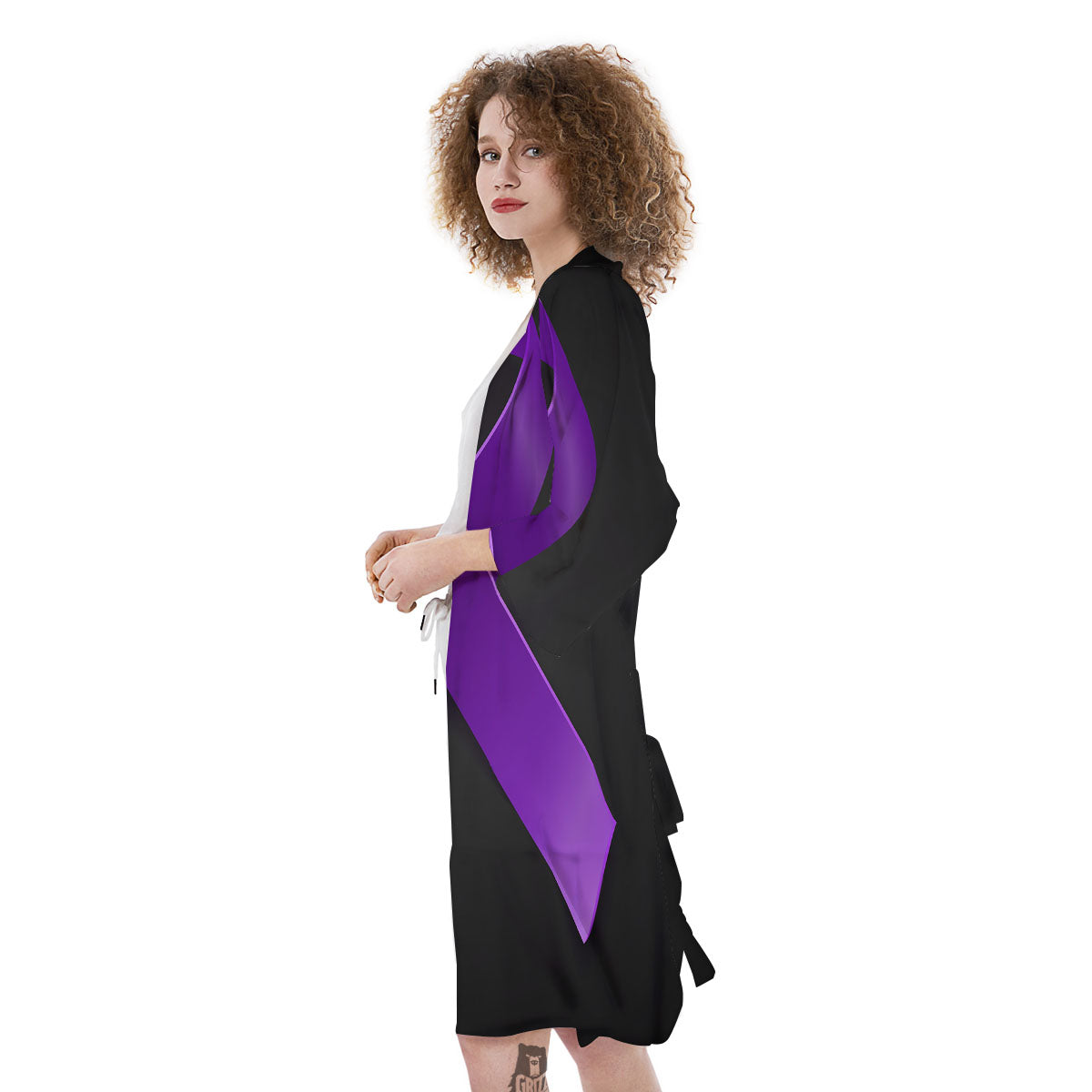 Awareness Ribbon Purple Cancer Print Kimono-grizzshop