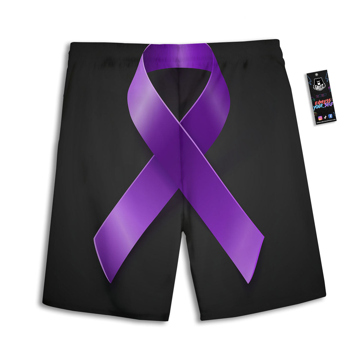 Awareness Ribbon Purple Cancer Print Men's Athletic Shorts
