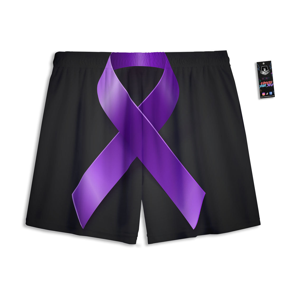Awareness Ribbon Purple Cancer Print Mesh Shorts