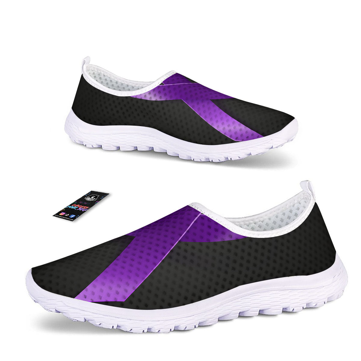 Awareness Ribbon Purple Cancer Print Nurse Shoes-grizzshop