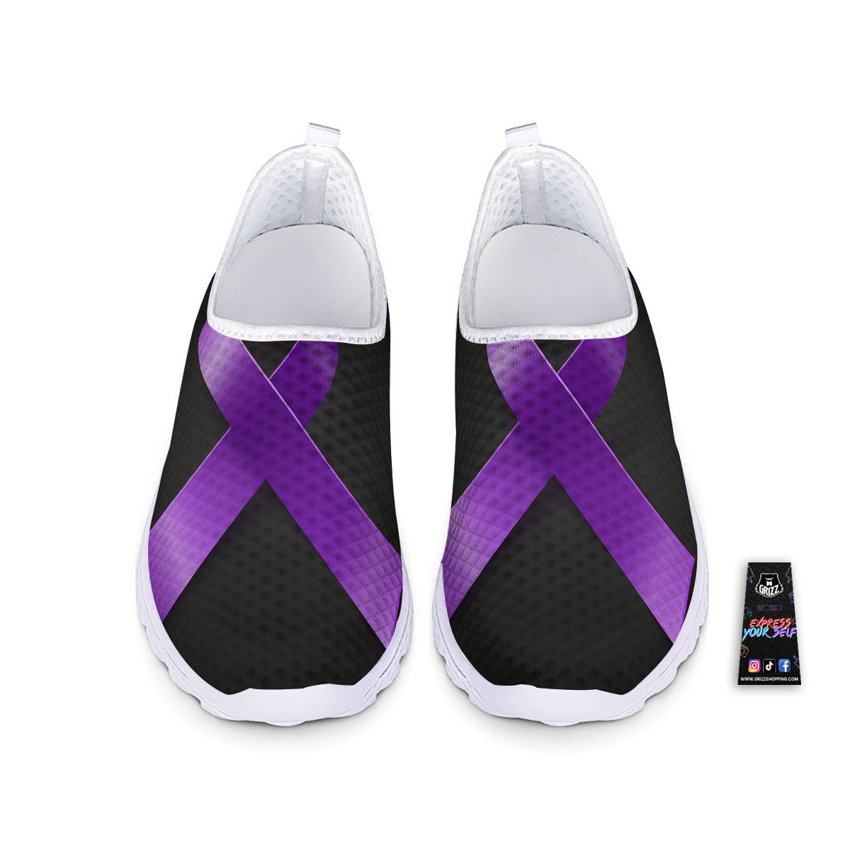 Awareness Ribbon Purple Cancer Print Nurse Shoes-grizzshop