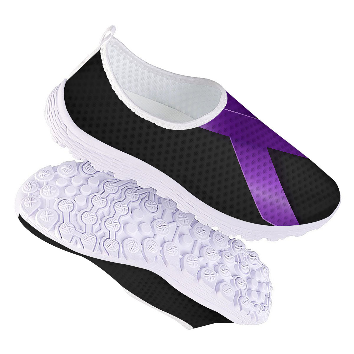 Awareness Ribbon Purple Cancer Print Nurse Shoes-grizzshop