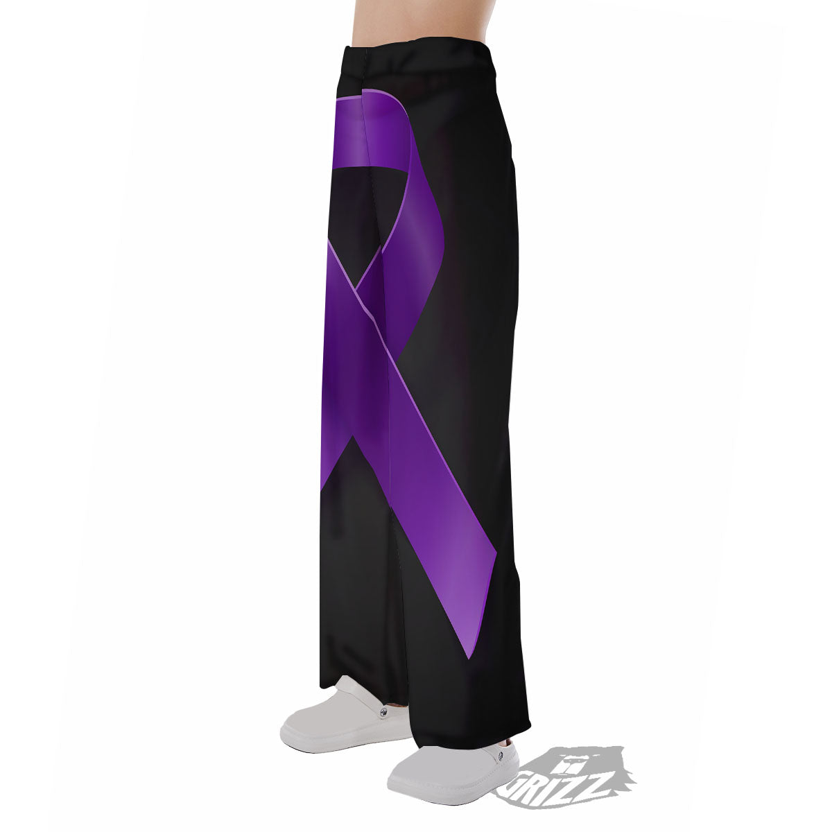 Awareness Ribbon Purple Cancer Print Pajama Pants-grizzshop