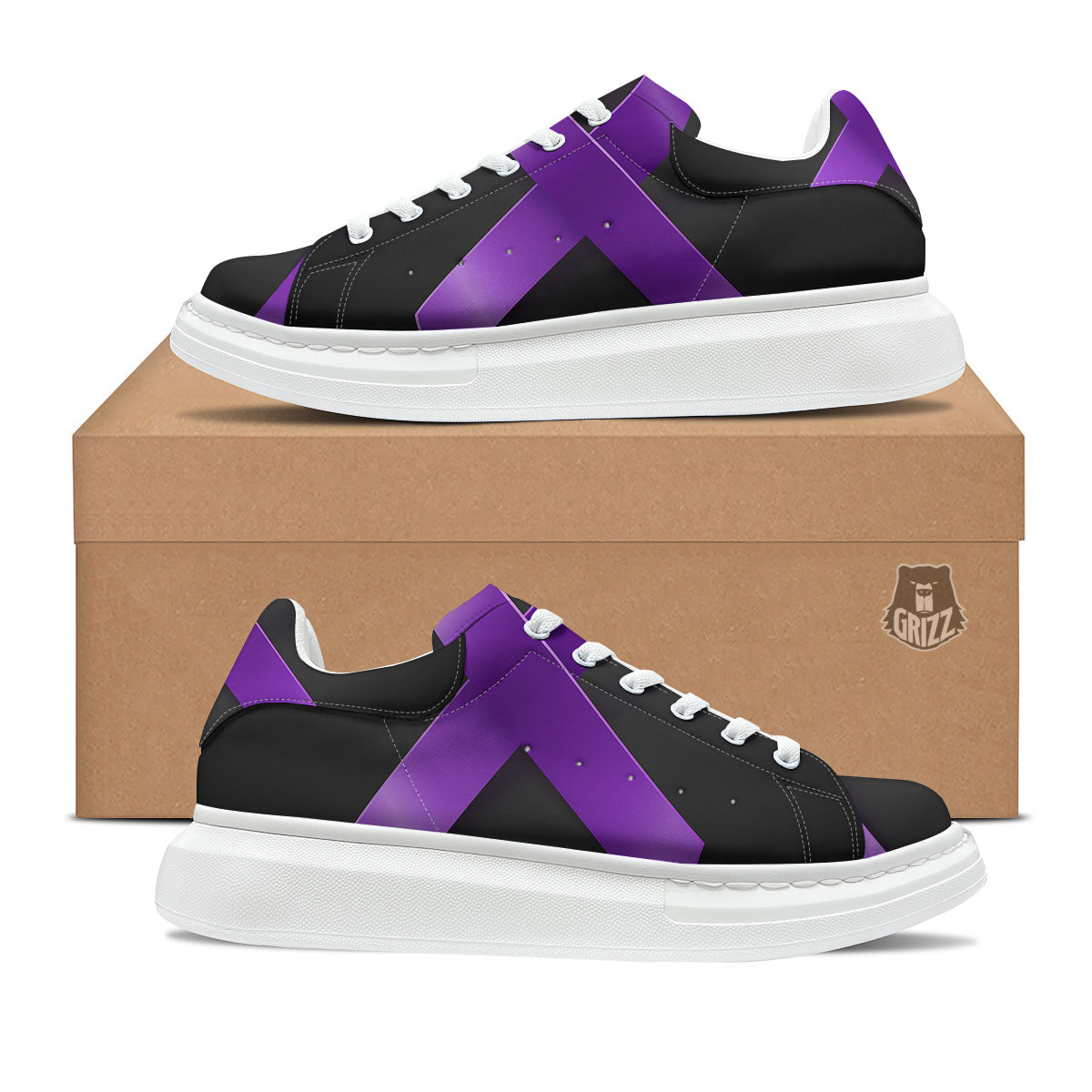 Awareness Ribbon Purple Cancer Print Platform Shoes-grizzshop