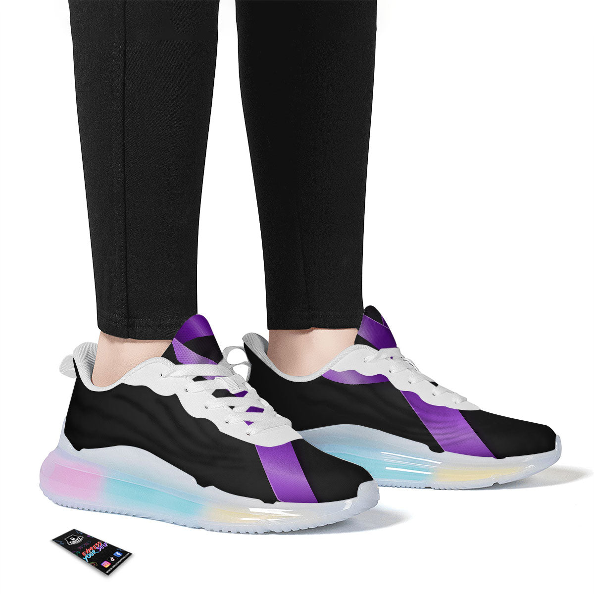 Awareness Ribbon Purple Cancer Print Running Sneakers-grizzshop