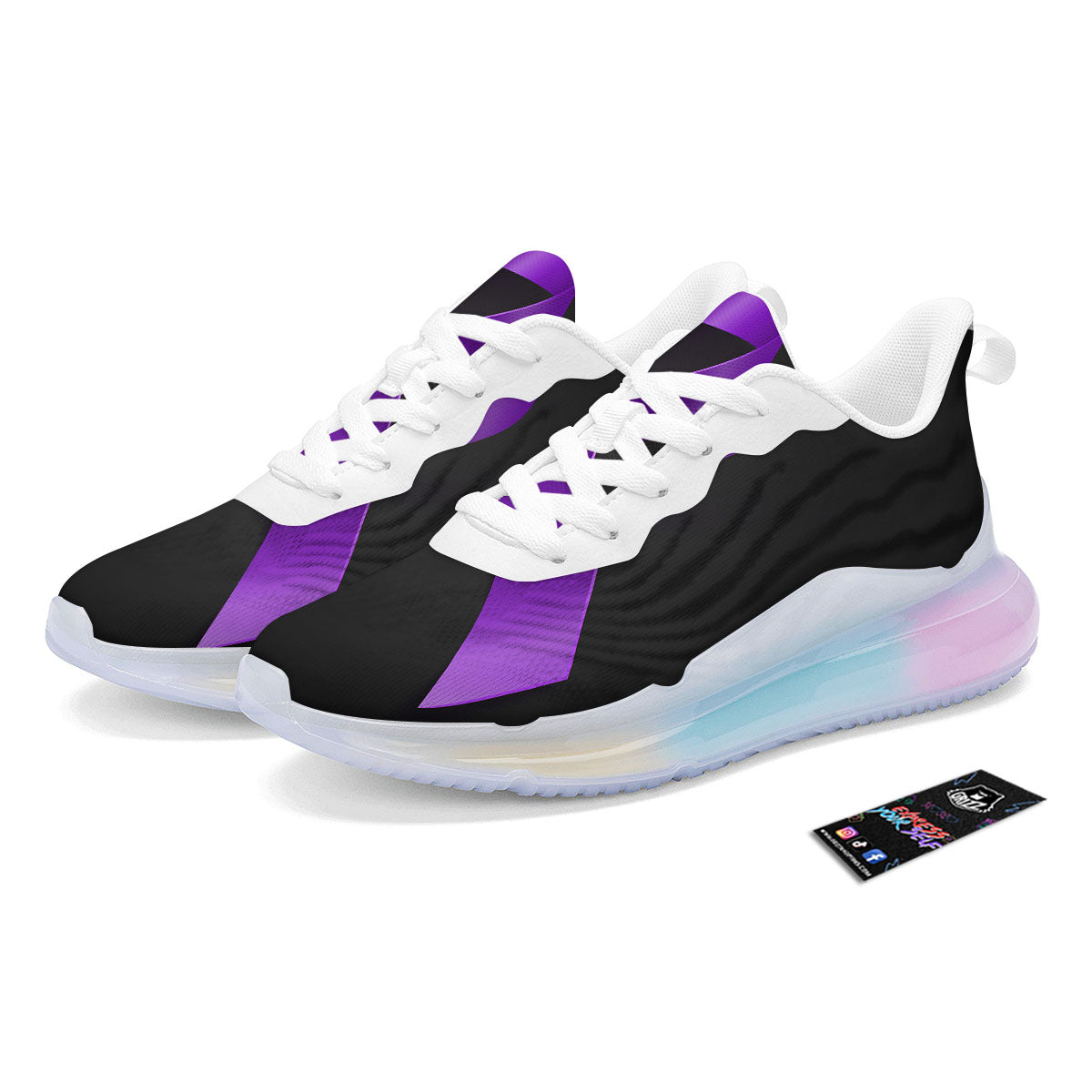 Awareness Ribbon Purple Cancer Print Running Sneakers-grizzshop