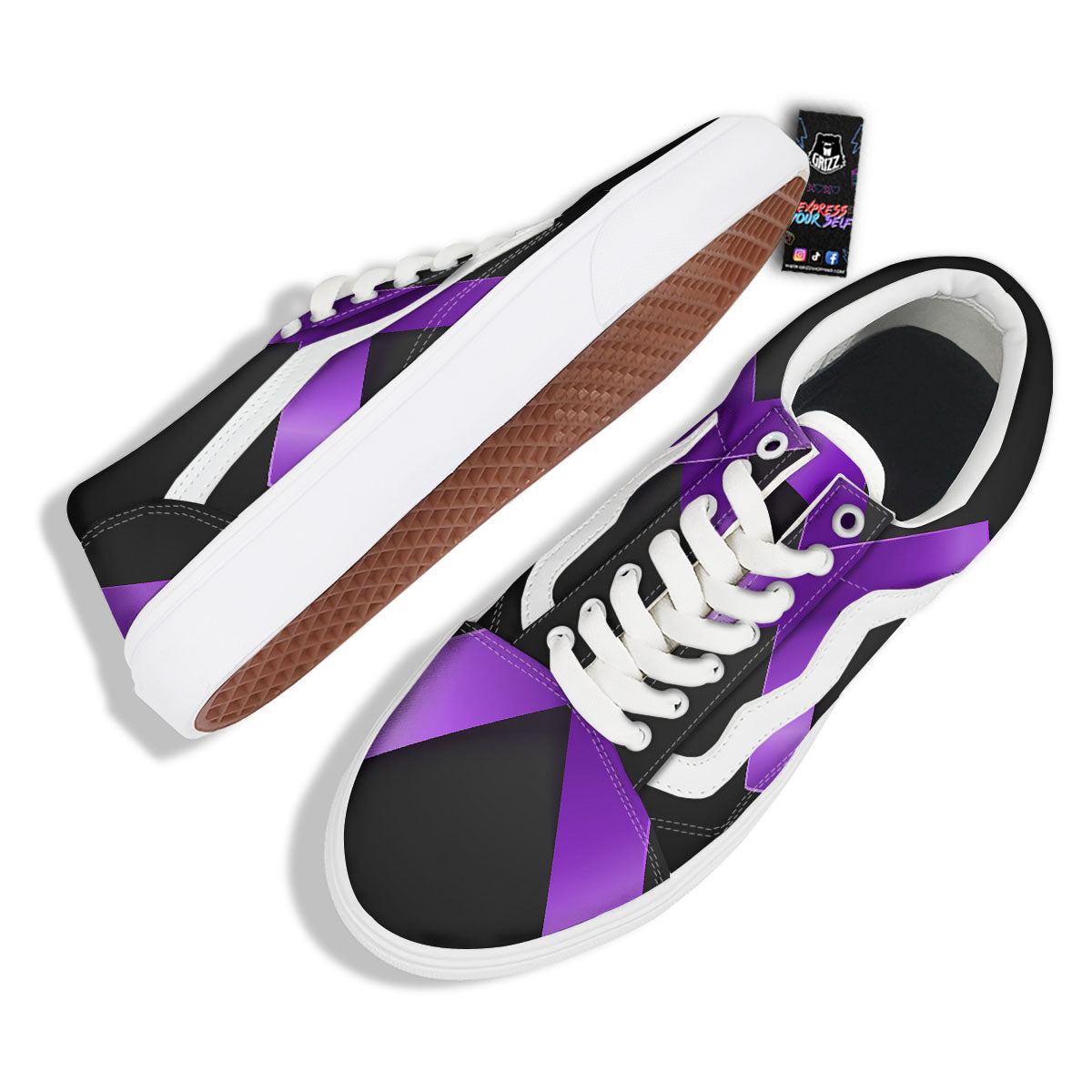 Awareness Ribbon Purple Cancer Print Skate Shoes-grizzshop