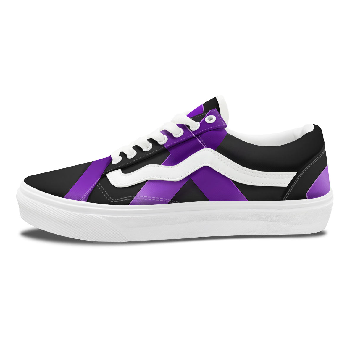 Awareness Ribbon Purple Cancer Print Skate Shoes-grizzshop