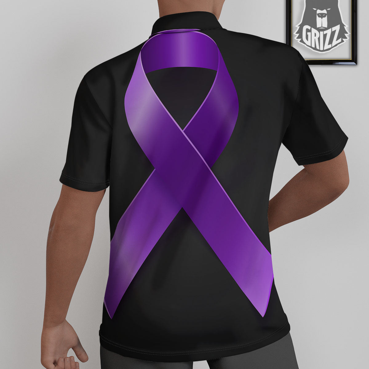 Awareness Ribbon Purple Cancer Print Untucked Shirts-grizzshop