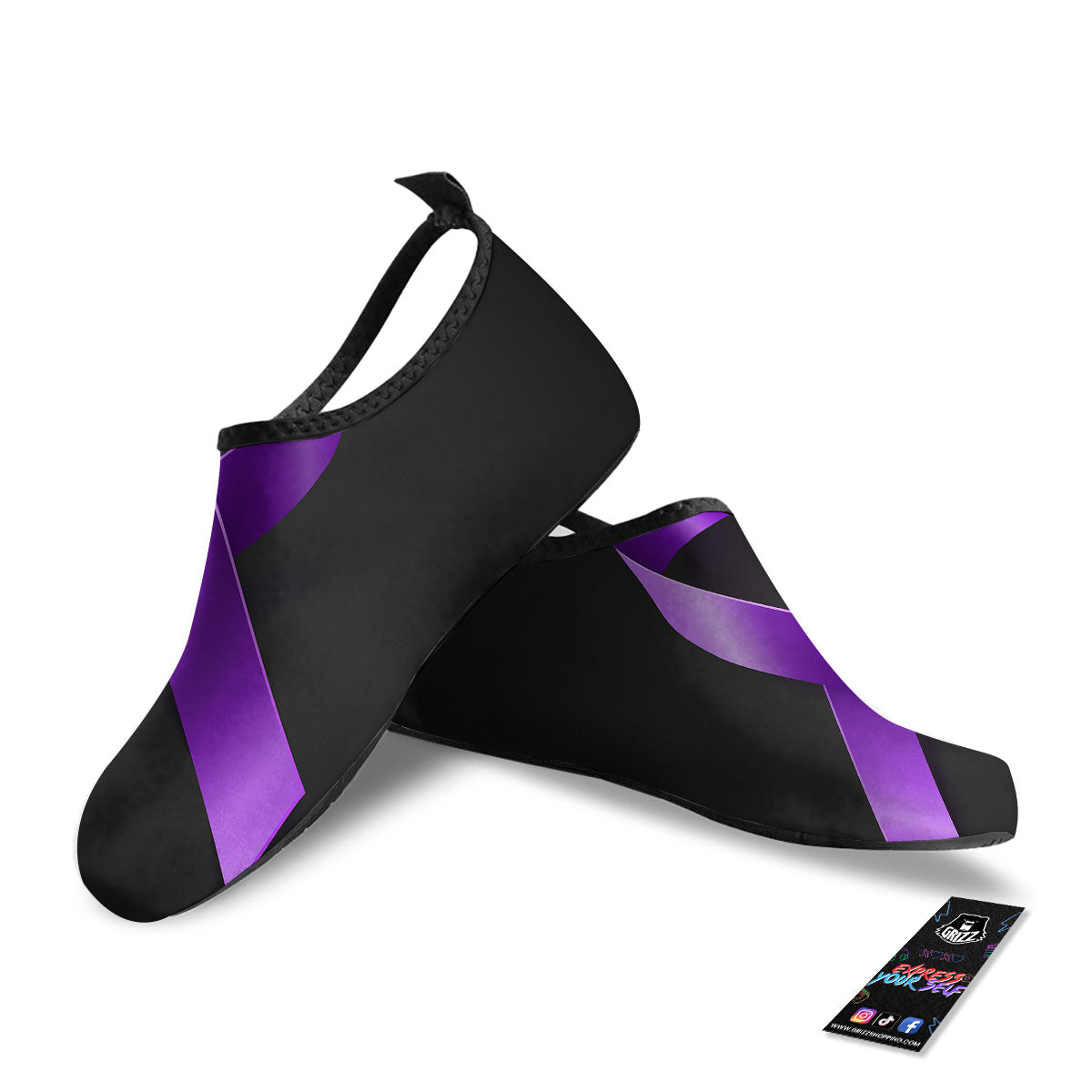 Awareness Ribbon Purple Cancer Print Water Shoes-grizzshop