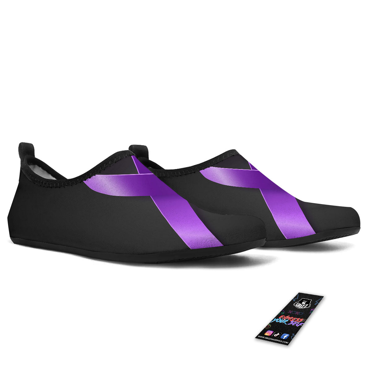 Awareness Ribbon Purple Cancer Print Water Shoes-grizzshop