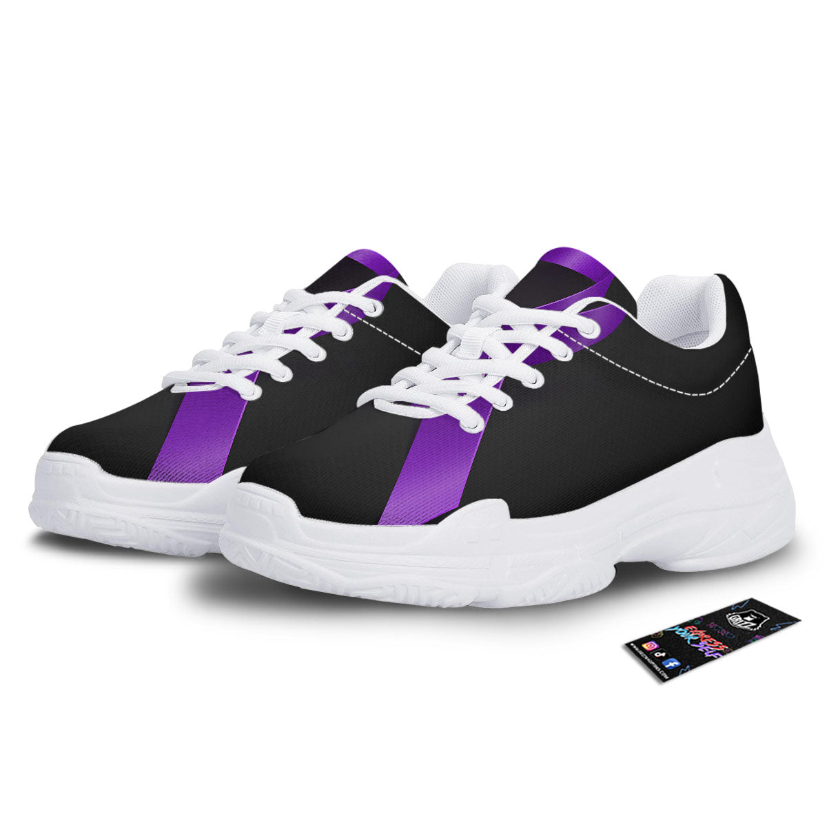 Awareness Ribbon Purple Cancer Print White Chunky Shoes-grizzshop