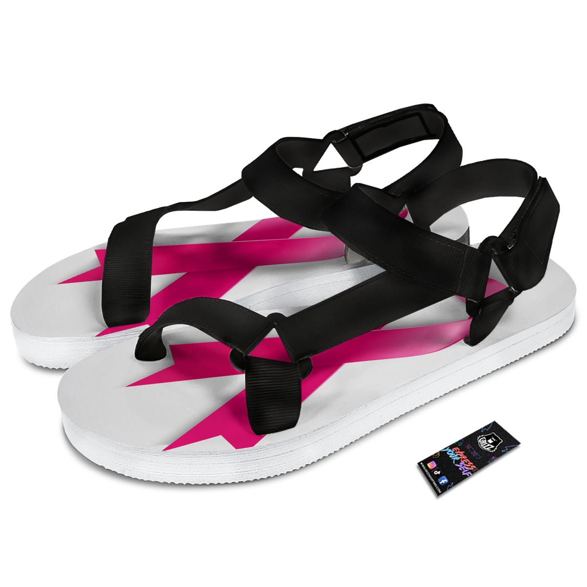 Awareness Ribbons Cancer Print Black Open Toe Sandals-grizzshop