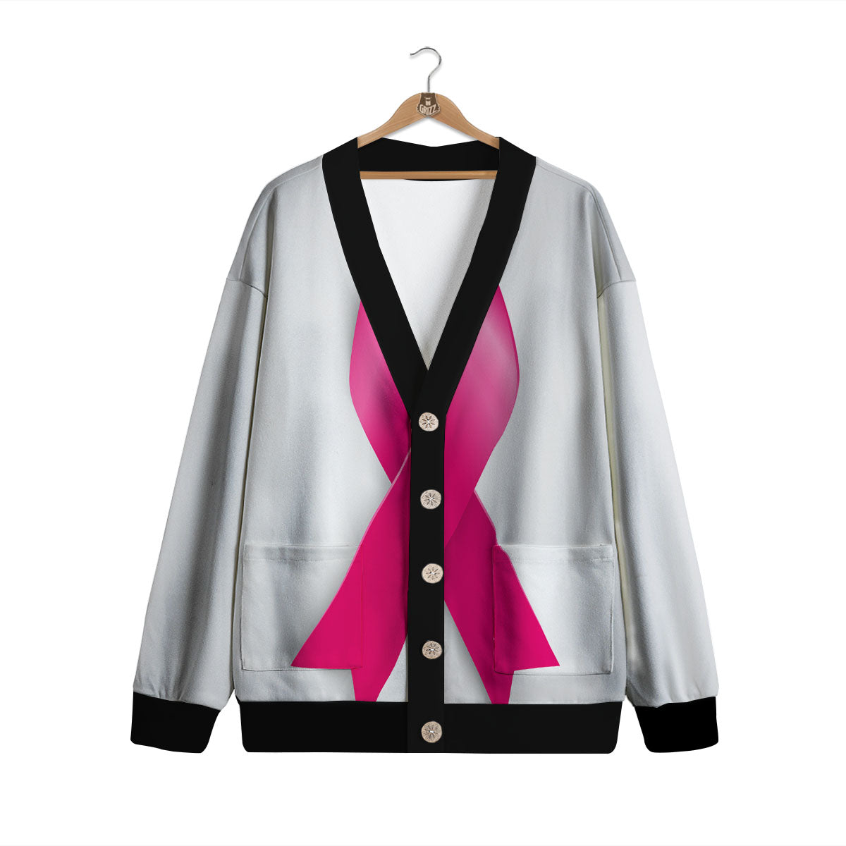 Awareness Ribbons Cancer Print Cardigan-grizzshop