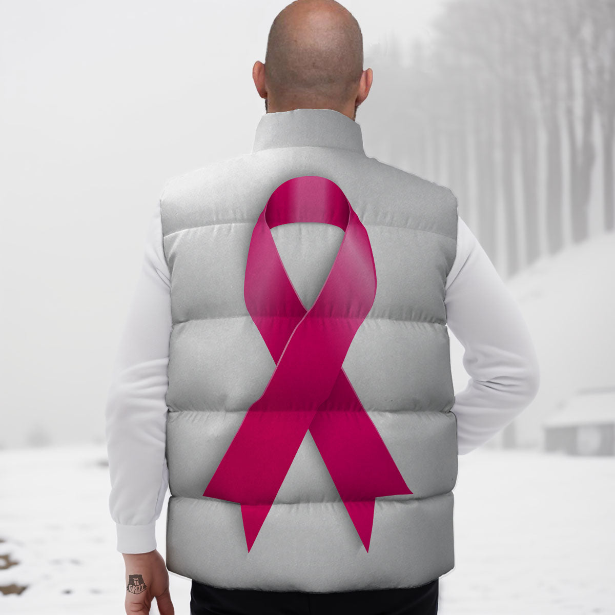 Awareness Ribbons Cancer Print Down Vest