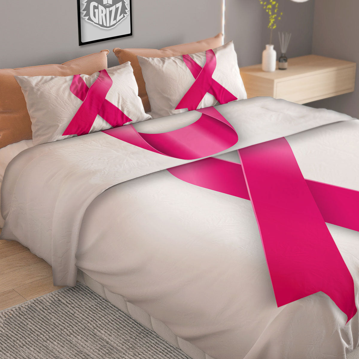 Awareness Ribbons Cancer Print Duvet Cover Bedding Set