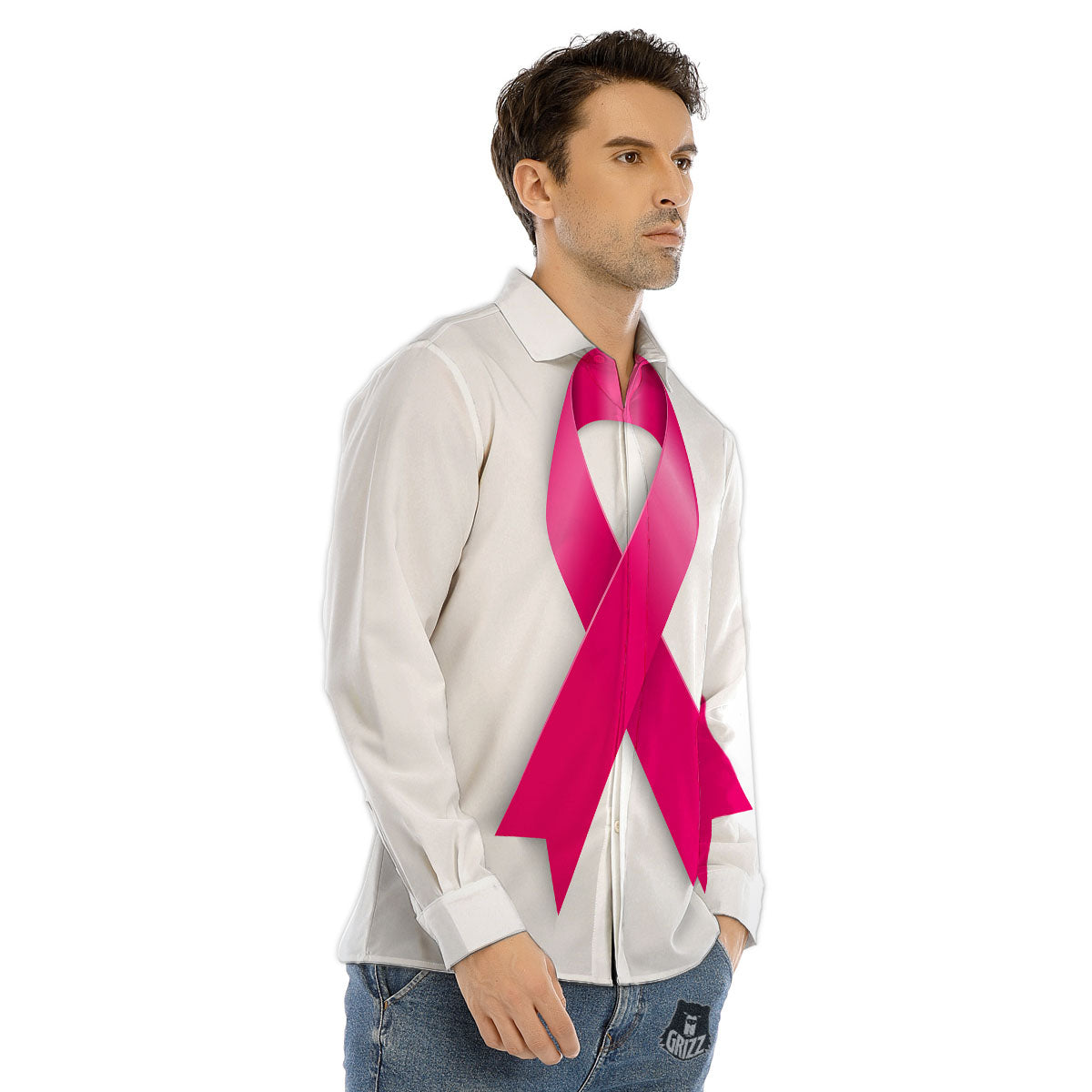 Awareness Ribbons Cancer Print Men's Dress Shirts-grizzshop