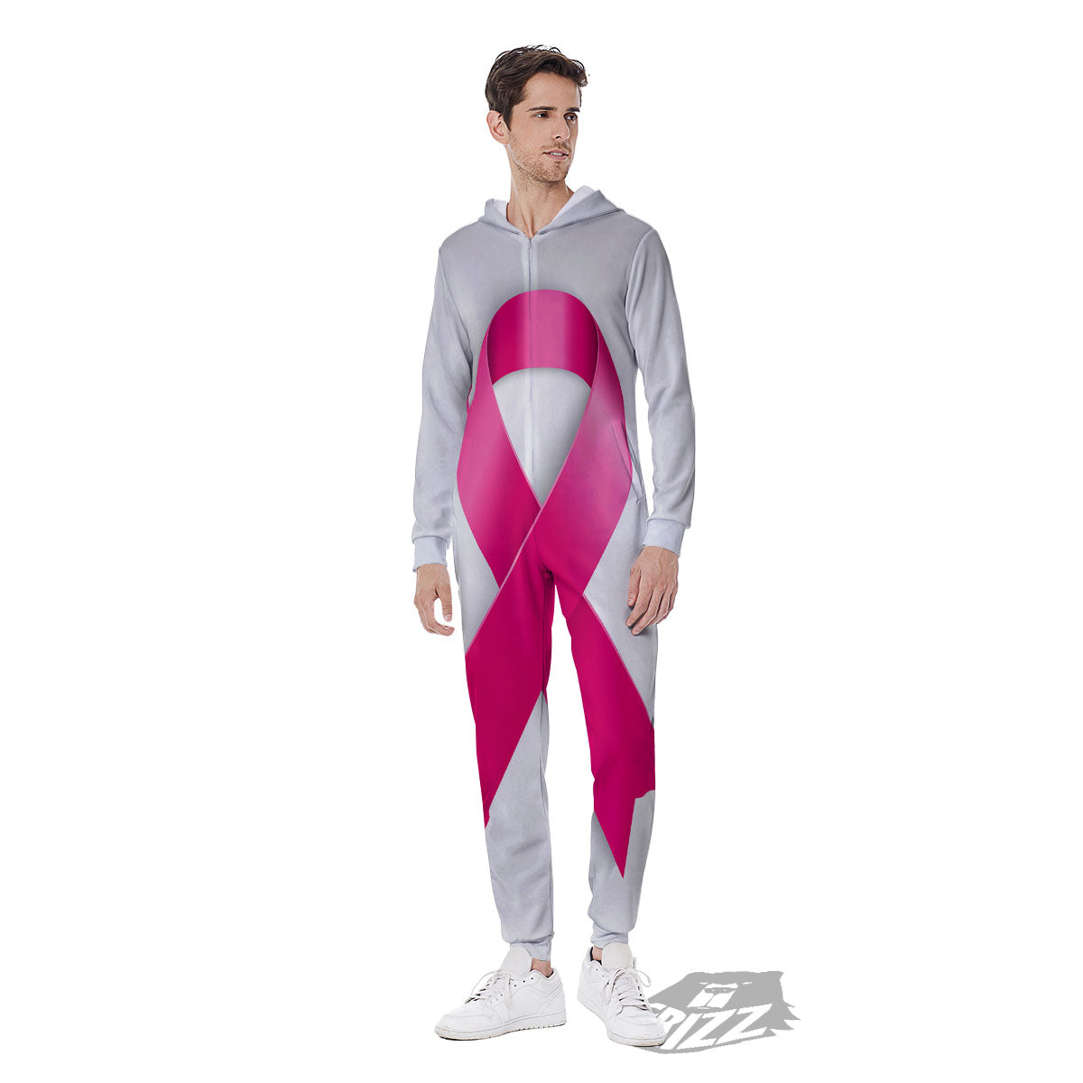 Awareness Ribbons Cancer Print Men's Jumpsuit-grizzshop