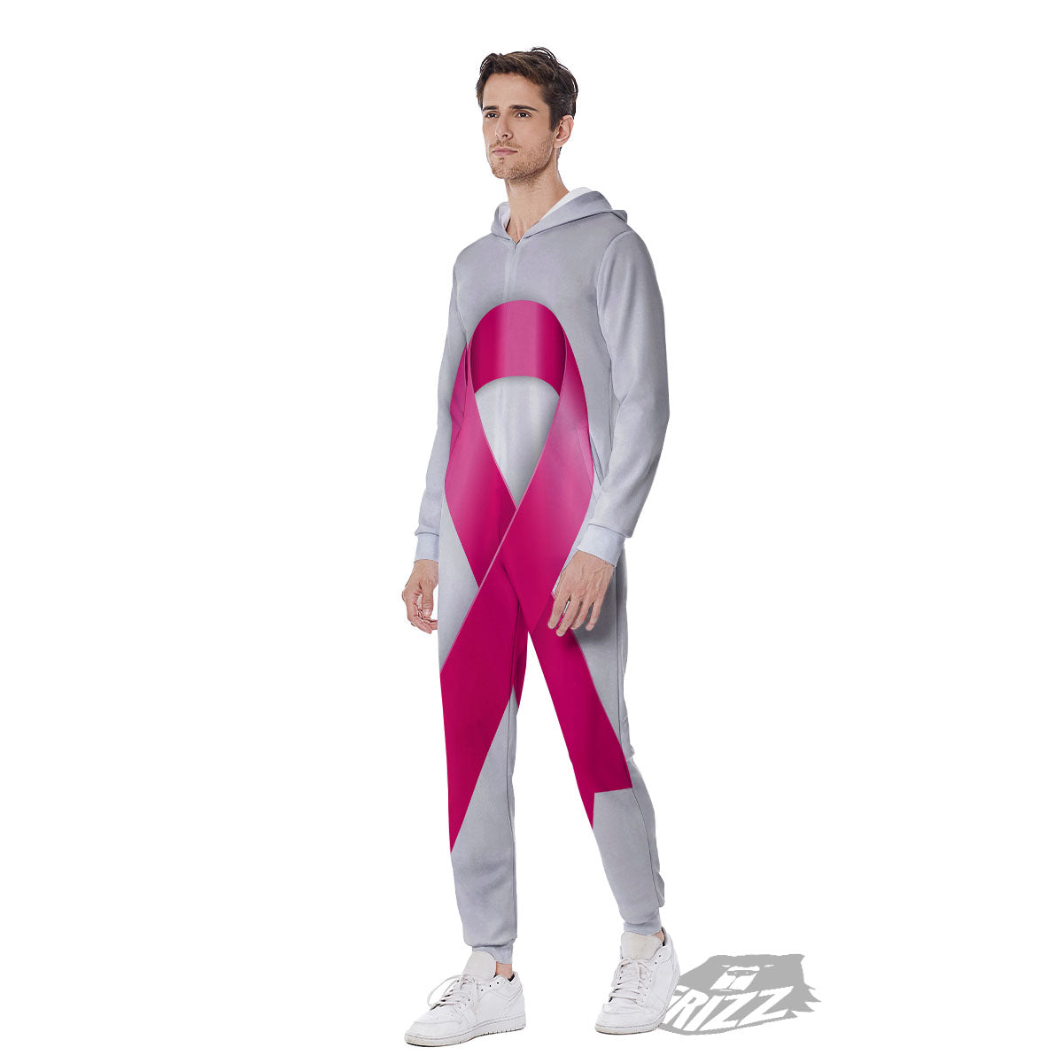 Awareness Ribbons Cancer Print Men's Jumpsuit-grizzshop
