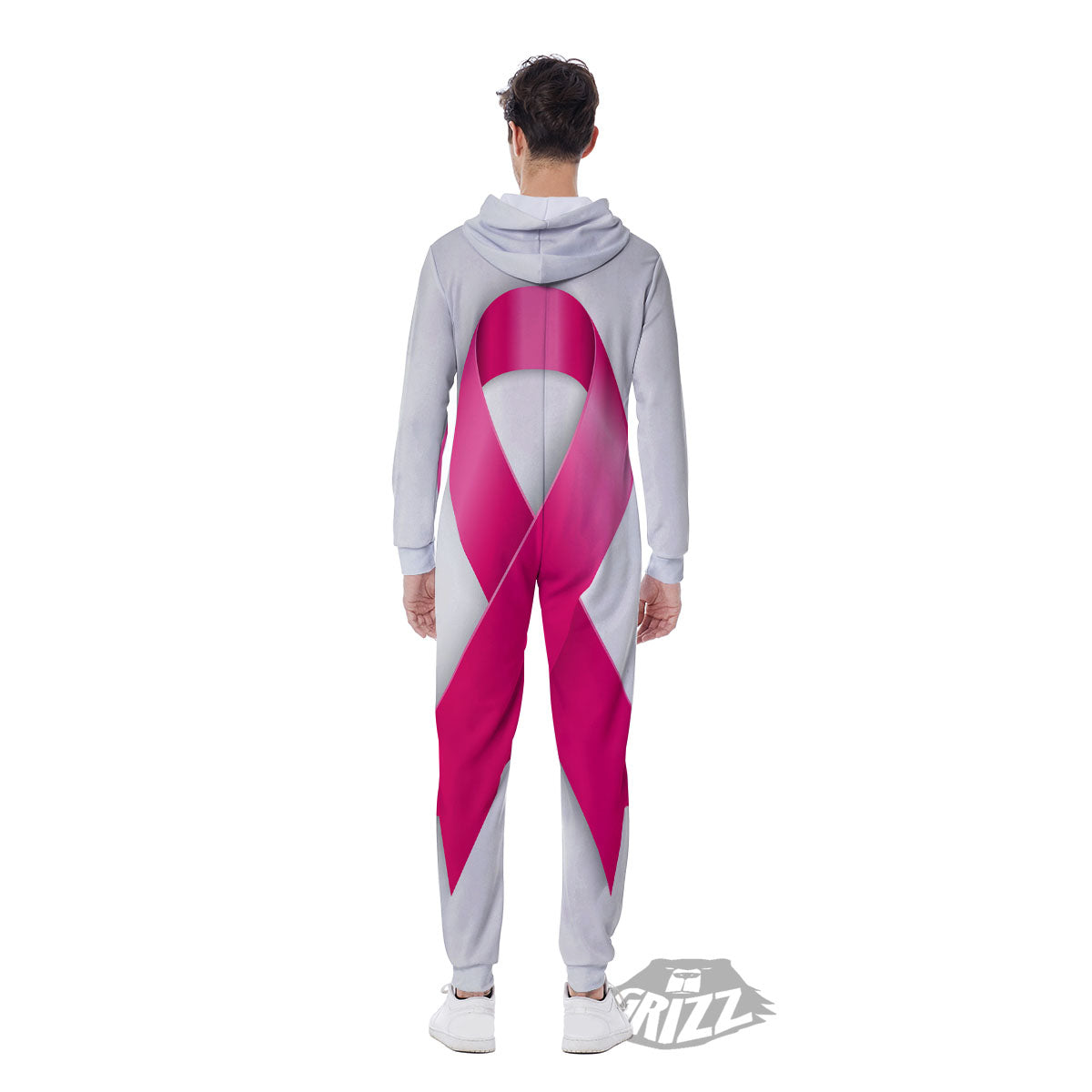 Awareness Ribbons Cancer Print Men's Jumpsuit-grizzshop