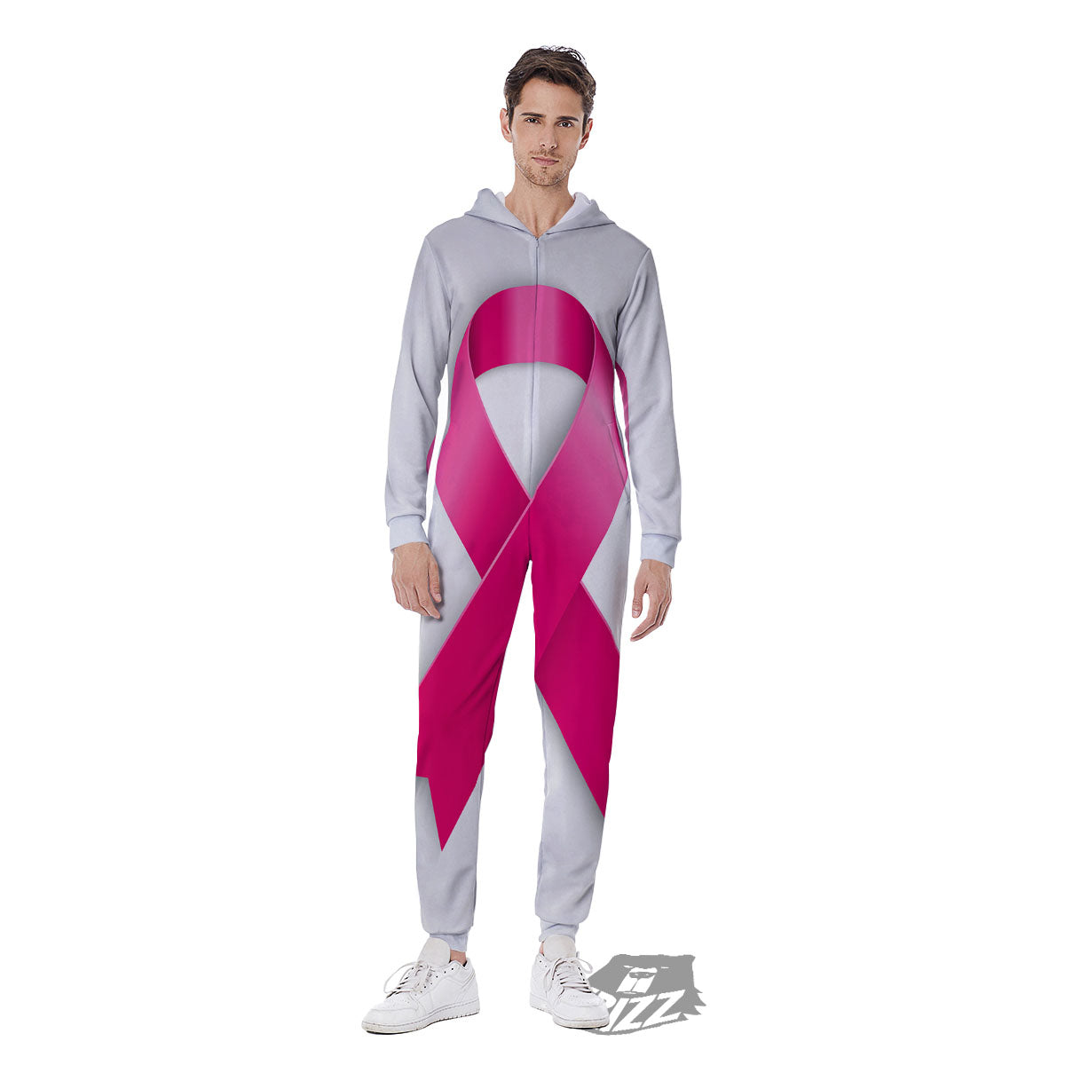 Awareness Ribbons Cancer Print Men's Jumpsuit-grizzshop