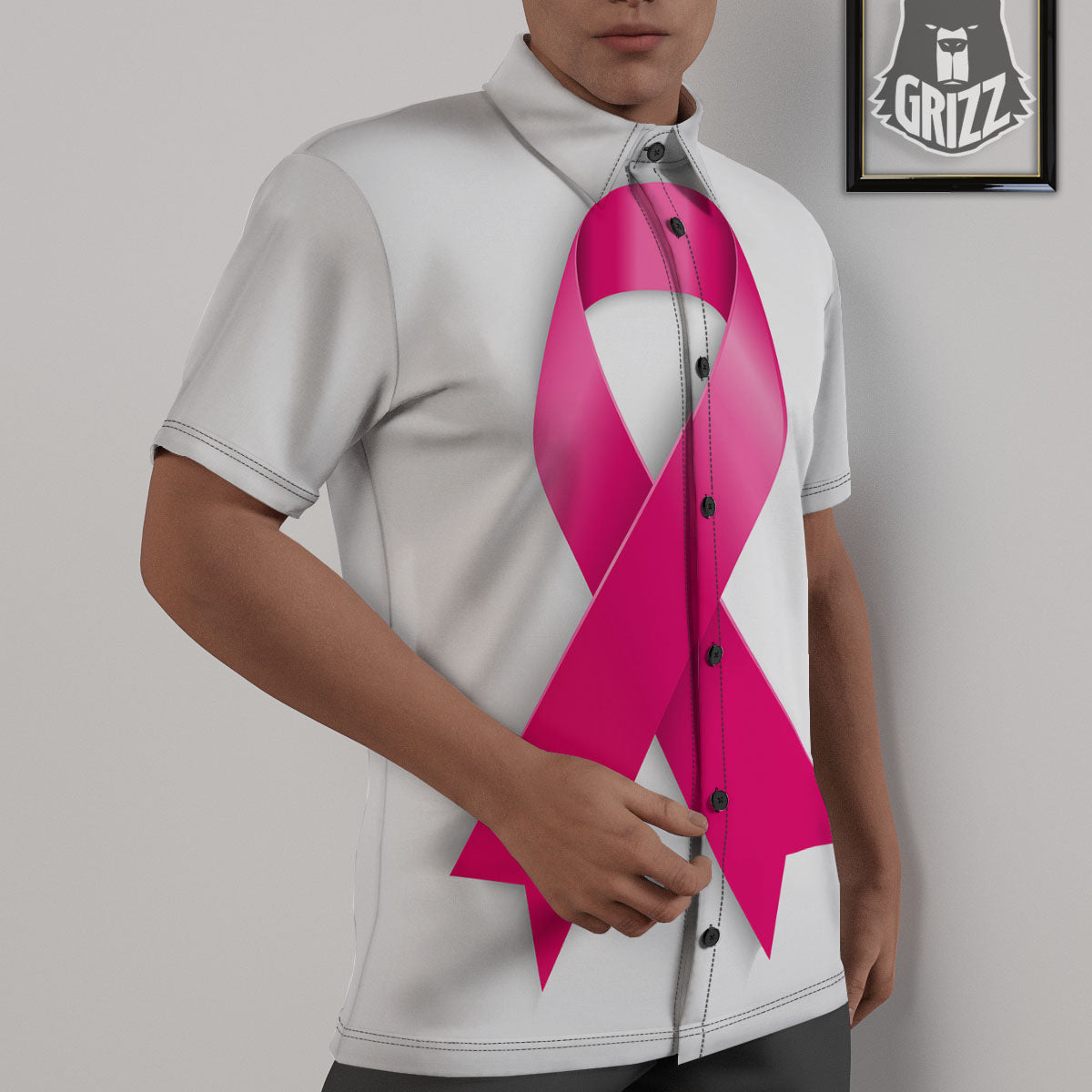 Awareness Ribbons Cancer Print Untucked Shirts-grizzshop