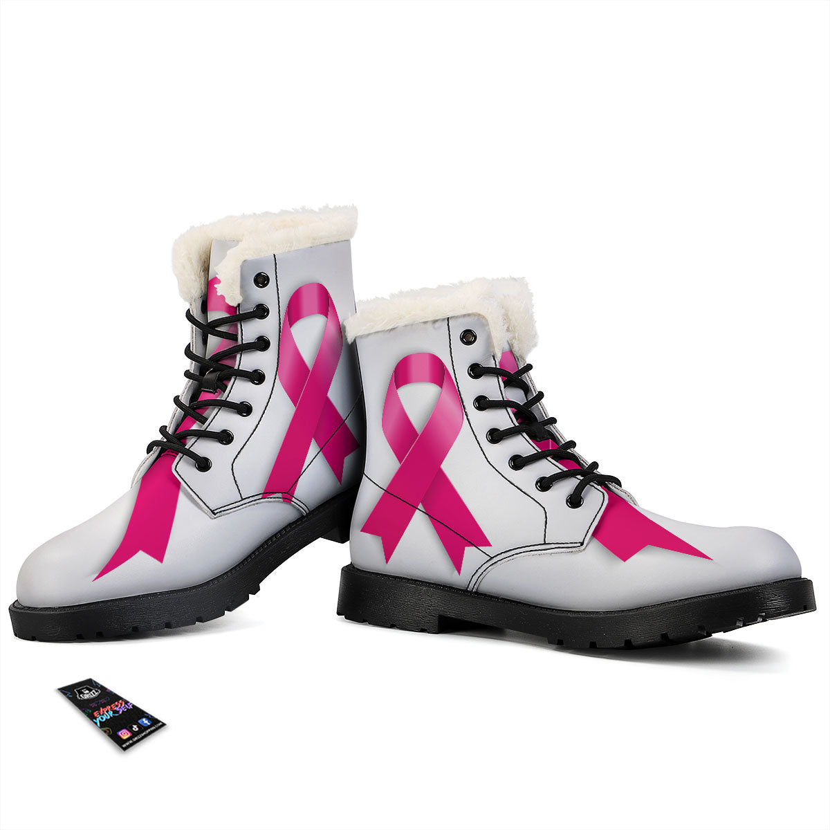 Awareness Ribbons Cancer Print Winter Boots-grizzshop