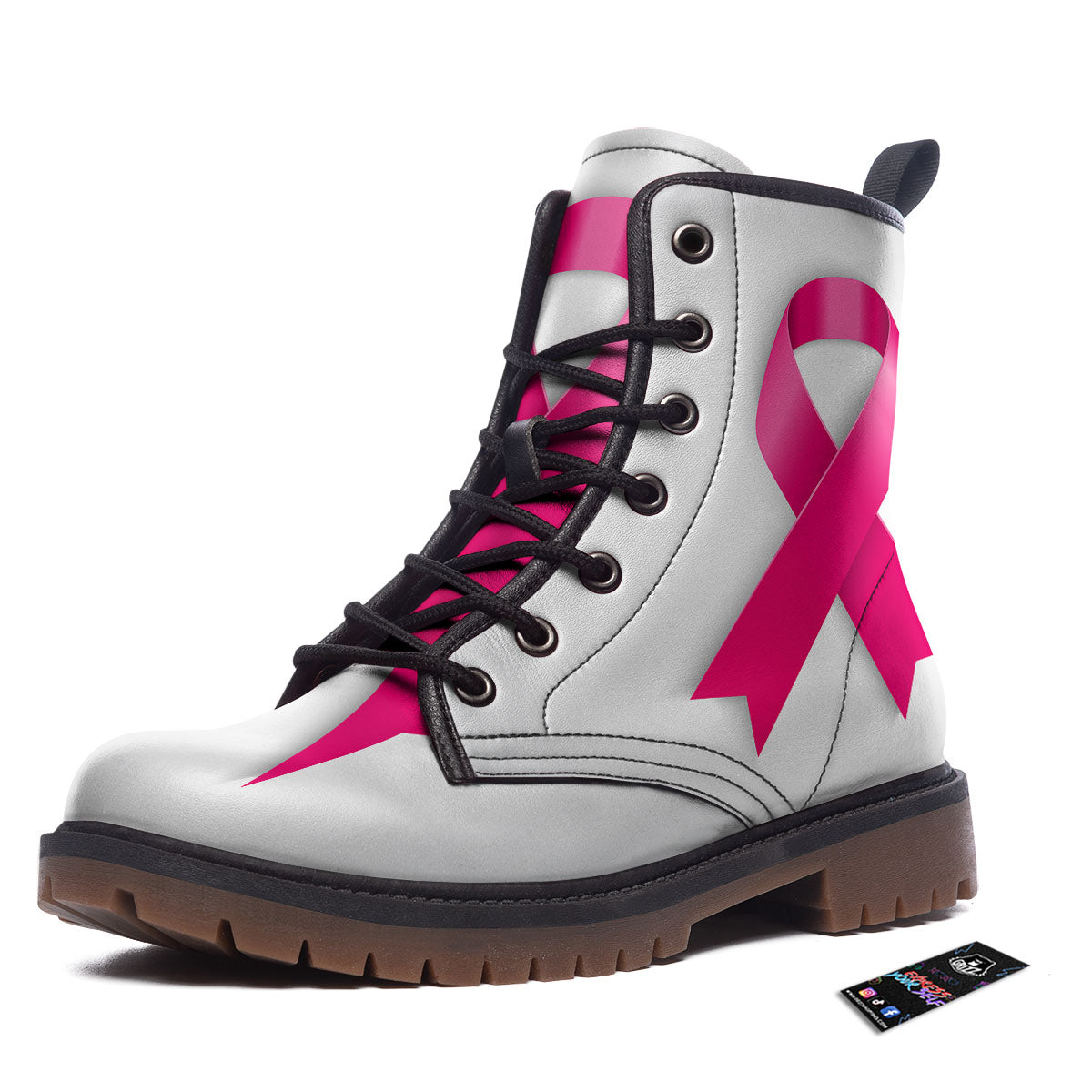 Awareness Ribbons Cancer Print Work Boots-grizzshop