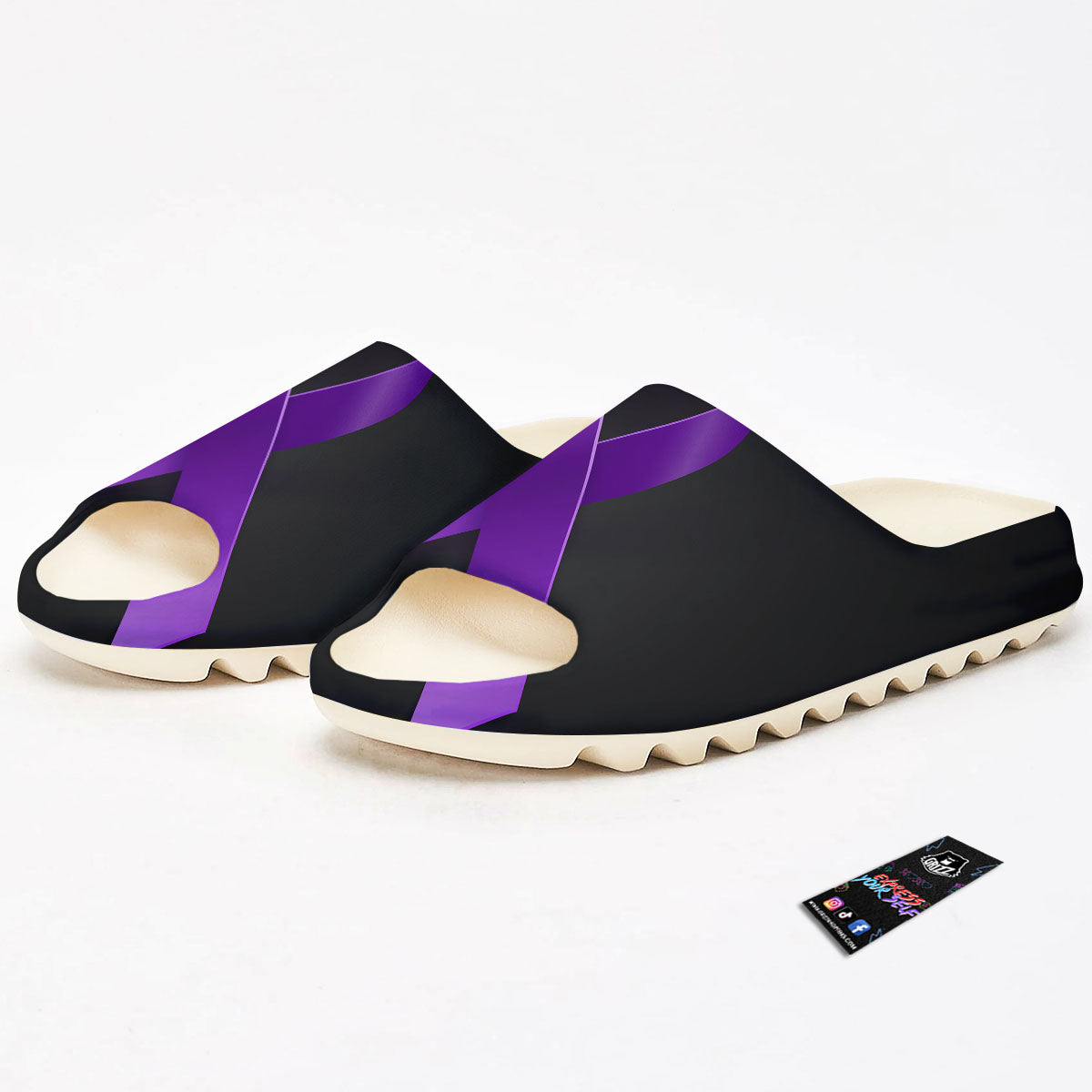 Awareness Ribbon Purple Cancer Print Sandals-grizzshop