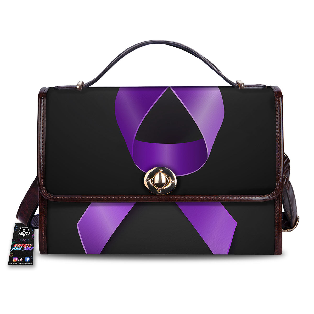 Awareness Ribbon Purple Cancer Print Women's Satchel Bag
